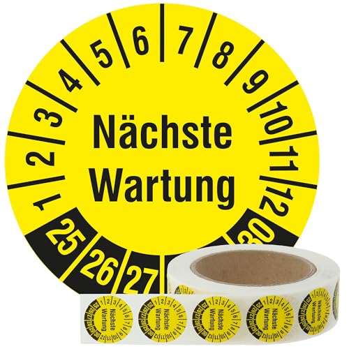 Labelident Mehrjahresprüfplaketten 2025-2030 - Nächste Wartung - Ø 30 mm, 1.000 widerstandsfähige Prüfplaketten auf Rolle, Polyethylen, gelb Labelident Mehrjahresprüfplaketten 2025-2030 - Nächste Wartung - Ø 30 mm, 1.000 widerstandsfähige Prüfplaketten auf Rolle, Polyethylen, gelb von Labelident