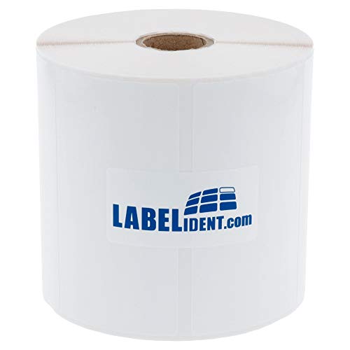 Labelident PE Polyethylen Etiketten weiß - 100 x 50 mm - 1.000 wetterfeste Thermotransfer-Etiketten auf 1 Zoll (25,4 mm) Rolle für Desktopdrucker, wieder ablösbar, glänzend von Labelident