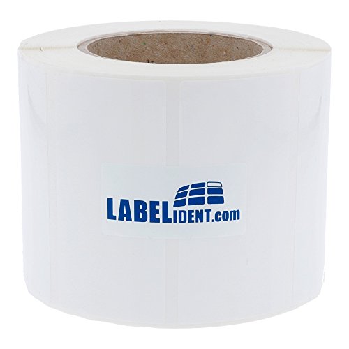 Labelident PE Polyethylen Etiketten weiß - 105 x 74 mm - 1.000 wetterfeste Thermotransfer-Etiketten auf 3 Zoll (76,2 mm) Rolle für Standard- und Industriedrucker, wieder ablösbar, glänzend von Labelident