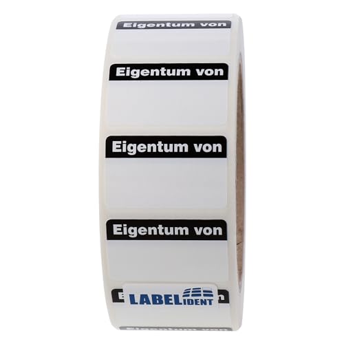 Labelident Qualitätssicherungsetiketten - Eigentum von - 38 x 23 mm - 1.000 QS-Etiketten auf Rolle, Polyethylen weiß, wieder ablösbar Labelident Qualitätssicherungsetiketten - Eigentum von - 38 x 23 mm - 1.000 QS-Etiketten auf Rolle, Polyethylen weiß, wieder ablösbar von Labelident