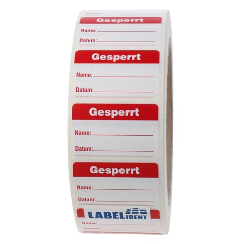 Labelident Qualitätssicherungsetiketten - Gesperrt - 38 x 23 mm - 1.000 QS-Etiketten auf Rolle, Polyethylen weiß, wieder ablösbar von Labelident