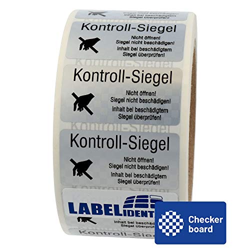 Labelident Siegeletiketten 50,8 x 25,4 mm - Kontroll-Siegel -Nicht öffnen! Siegel nicht beschädigen - 1.000 Sicherheitssiegel Etiketten auf 1 Rolle(n), 1,57 Zoll (40 mm) Kern, Polyester von Labelident