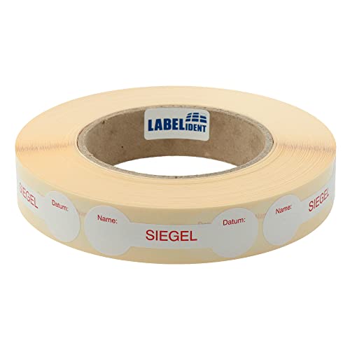Labelident Siegeletiketten 70 x 21 mm - Siegel Name Datum - 1.000 Sicherheitssiegel Etiketten auf 1 Rolle(n), 1,57 Zoll (40 mm) Kern, Papier von Labelident