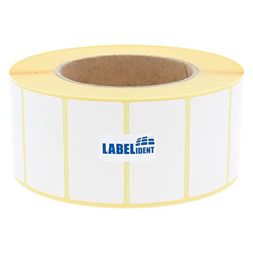 Labelident Thermo-Eco Papier - 55 x 30 mm - 2.000 BPA-freie Thermodirekt Etiketten auf 3 Zoll (76,2 mm) Rolle für Standard- und Industriedrucker, wieder ablösbar von Labelident