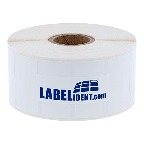 Labelident Thermo Etiketten Polypropylen - 38 x 19 mm - 2.000 Thermodirekt Folienetiketten auf 1 Zoll (25,4 mm) Rolle für Desktopdrucker, selbstklebend, matt, weiß beschichtet von Labelident