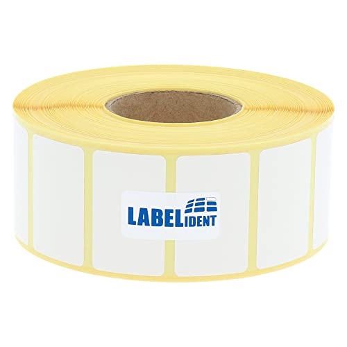 Thermoetiketten - 38 x 23 mm - 2.000 Thermodirekt Etiketten Eco selbstklebend auf Rolle, 40 mm Kern von Labelident