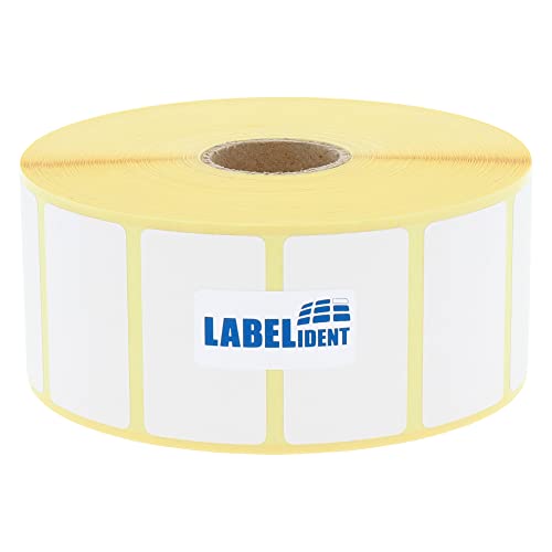 Labelident Thermoetiketten auf Rolle - 40 x 24 mm - 2000 BPA-freie Thermodirekt Etiketten auf 1 Zoll Rolle für Desktopdrucker, selbstklebend von Labelident
