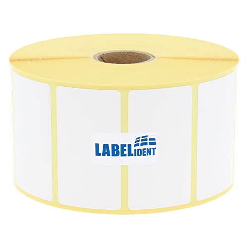 Labelident Thermoetiketten auf Rolle - 55 x 30 mm - 2.000 BPA-freie Thermodirekt Etiketten auf 1 Zoll Rolle für Desktopdrucker, selbstklebend von Labelident