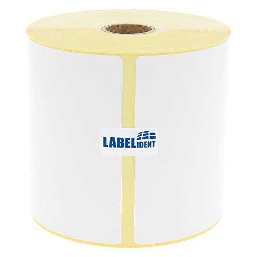 Labelident Thermotransfer-Etiketten 101,6 x 76,2 mm, formatgleich mit Zebra 3006320-930 Papier-Etiketten auf 1 Zoll (25,4 mm) Rolle, selbstklebend von Labelident