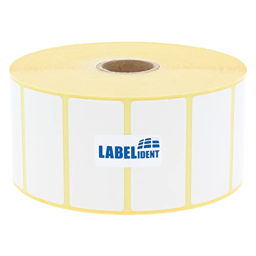 Labelident Thermotransfer-Etiketten 50,8 x 25,4 mm, formatgleich mit Zebra 3007201-T - 2.580 Papier-Etiketten auf 1 Zoll (25,4 mm) Rolle, selbstklebend von Labelident