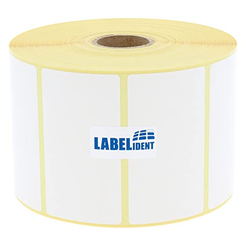 Labelident Thermotransfer-Etiketten 70 x 32 mm, formatgleich mit Zebra 3007205-T - 2.100 Papier-Etiketten auf 1 Zoll (25,4 mm) Rolle, selbstklebend von Labelident