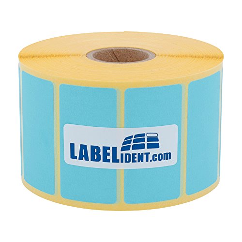Labelident Thermotransfer-Etiketten auf Rolle blau - 60 x 40 mm - 1.000 Haftetiketten auf 1 Rolle/n, 1 Zoll (25,4 mm) Kern, Rollenetiketten Papier, selbstklebend von Labelident