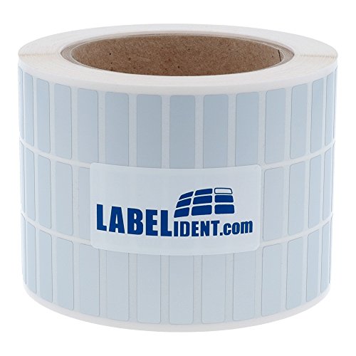 Labelident Thermotransfer-Etiketten auf Rolle silber - 25 x 8 mm - 10.000 Polyester PET Etiketten auf 1 Rolle(n), 3 Zoll (76,2 mm), Typenschild Etiketten selbstklebend von Labelident