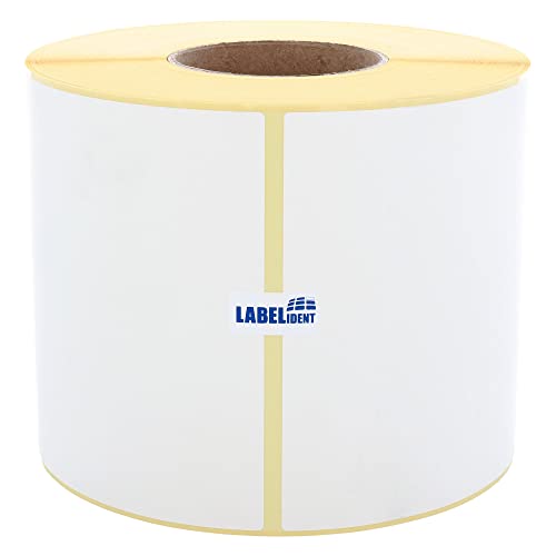 Thermotransfer-Etiketten auf Rolle weiß - 148 x 210 mm - 820 Haftetiketten auf 1 Rolle/n, 76 mm Kern, Rollenetiketten Papier, selbstklebend, Trägerperfo. von Labelident