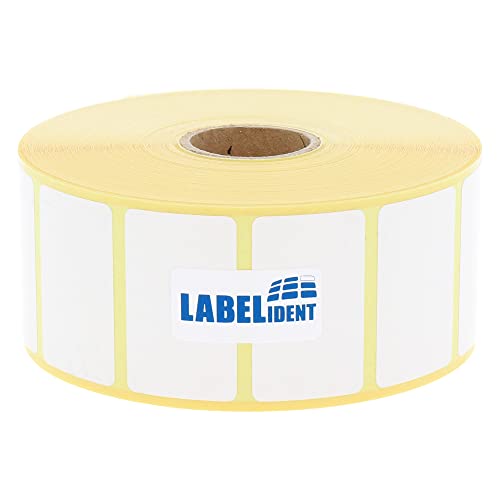 Labelident Thermotransfer-Etiketten auf Rolle weiß - 38 x 23 mm - 2000 Haftetiketten auf 1 Rolle(n), 1 Zoll Kern, Rollenetiketten Papier, selbstklebend von Labelident