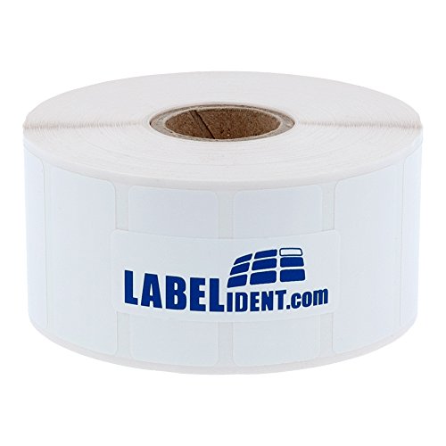 Labelident Thermotransfer Etiketten auf Rolle weiß - 40 x 20 mm - 3.700 Polyester PET Etiketten für Typenschilder, 1 Zoll (25,4 mm), selbstklebend, satinweiß von Labelident