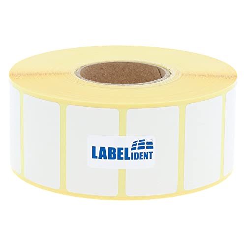 Thermotransfer-Etiketten auf Rolle weiß - 45 x 25 mm - Papier, selbstklebend - 5.180 Haftetiketten auf 1 Rolle/n, 76 mm Kern, Blanko Rollenetiketten von Labelident