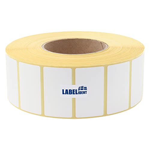 Thermotransfer-Etiketten auf Rolle weiß - 50 x 30 mm - Papier, selbstklebend - 5.000 Haftetiketten auf 1 Rolle/n, 76 mm Kern, Blanko Rollenetiketten von Labelident