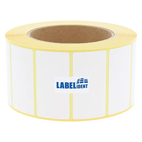 Labelident Thermotransfer-Etiketten auf Rolle weiß - 57,15 x 31,75 mm - 5.500 Haftetiketten auf 1 Rolle/n, 3 Zoll (76,2 mm) Kern, Rollenetiketten Papier, selbstklebend von Labelident