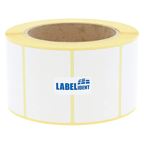 Thermotransfer-Etiketten auf Rolle weiß - 60 x 40 mm - 1.000 Haftetiketten auf 1 Rolle/n, 76 mm Kern, Rollenetiketten Papier, selbstklebend von Labelident