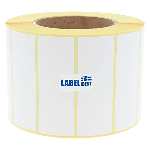 Thermotransfer-Etiketten auf Rolle weiß - 90 x 33 mm - Papier, selbstklebend - 2.000 Haftetiketten auf 1 Rolle/n, 76 mm Kern, Blanko Rollenetiketten von Labelident