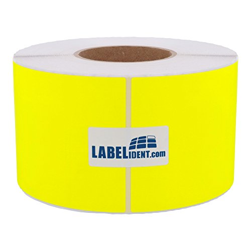 Labelident Thermotransfer-Etiketten in leuchtgelb - 100 x 150 mm - 1.000 Rollenetiketten auf 3 Zoll (76,2 mm) Rolle, Papier, selbstklebend von Labelident