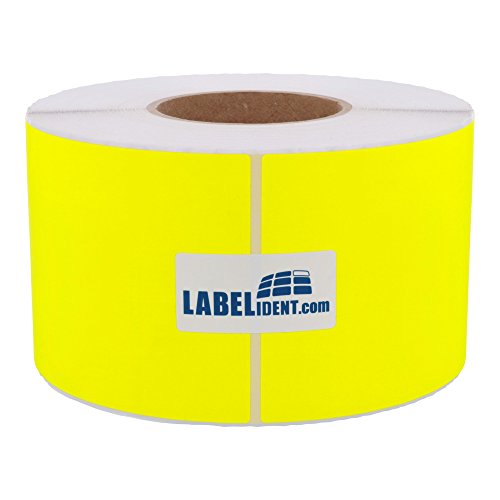 Thermotransfer-Etiketten auf Rolle neongelb - 100 x 150 mm - Papier, selbstklebend - 1.000 farbige Etiketten auf 1 Rolle/n, 76 mm Kern, Blanko Rollenetiketten von Labelident