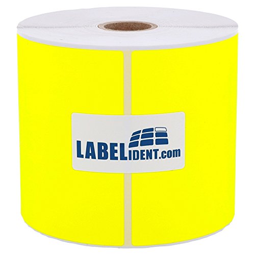 Labelident Thermotransfer-Etiketten in leuchtgelb - 100 x 150 mm - 500 Rollenetiketten auf 1 Zoll Rolle für Desktopdrucker, Papier, selbstklebend von Labelident