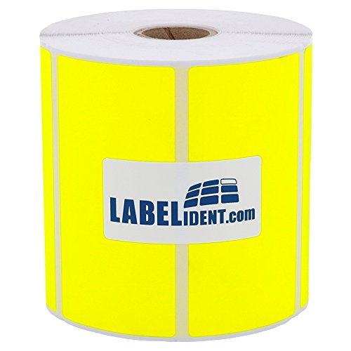 Labelident Thermotransfer-Etiketten in leuchtgelb - 105 x 74 mm - 1000 Rollenetiketten auf 1 Zoll Rolle für Desktopdrucker, Papier, selbstklebend von Labelident