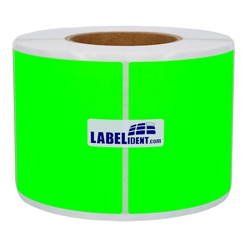 Thermotransfer-Etiketten in neongrün - 100 x 100 mm - 1.000 Rollenetiketten auf 76 mm Rolle, Papier, selbstklebend von Labelident