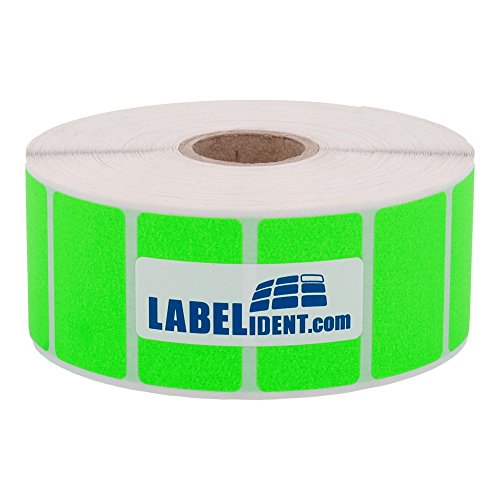 Labelident Thermotransfer-Etiketten in leuchtgrün - 38 x 23 mm - 2.000 Rollenetiketten auf 1 Zoll (25,4 mm) Rolle für Desktopdrucker, Papier, selbstklebend von Labelident