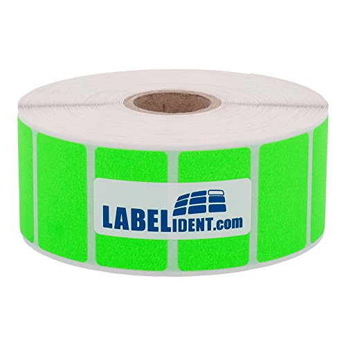 Thermotransfer-Etiketten in neongrün - 38 x 23 mm - 2.000 Rollenetiketten auf 25 mm Rolle für Desktopdrucker, Papier, selbstklebend von Labelident