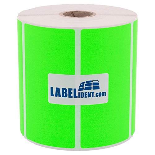Labelident Thermotransfer-Etiketten in leuchtgrün - 75 x 50 mm - 1.000 Rollenetiketten auf 1 Zoll (25,4 mm) Rolle für Desktopdrucker, Papier, selbstklebend von Labelident