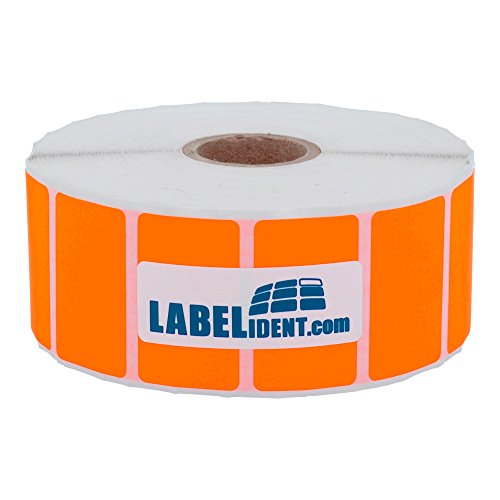 Labelident Thermotransfer-Etiketten in leuchtorange - 38 x 23 mm - 2.000 Rollenetiketten auf 1 Zoll (25,4 mm) Rolle für Desktopdrucker, Papier, selbstklebend von Labelident