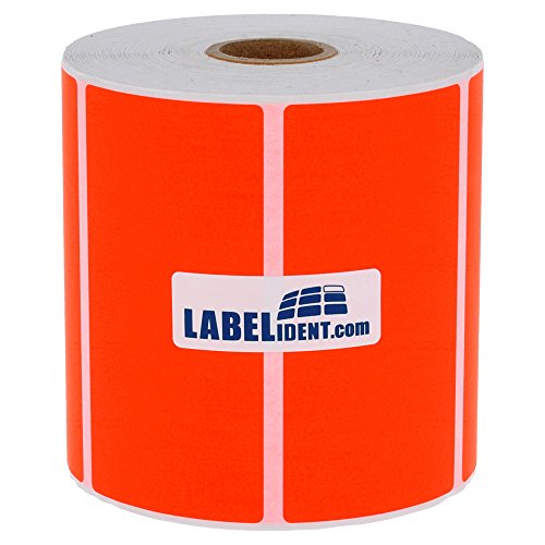 Labelident Thermotransfer-Etiketten in leuchtrot - 100 x 50 mm - 1.000 Rollenetiketten auf 1 Zoll (25,4 mm) Rolle für Desktopdrucker, Papier, selbstklebend von Labelident