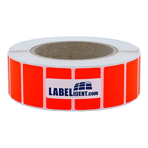 Thermotransfer-Etiketten in neonrot - 38 x 23 mm - 2.000 Rollenetiketten auf 76 mm Rolle, Papier, selbstklebend von Labelident