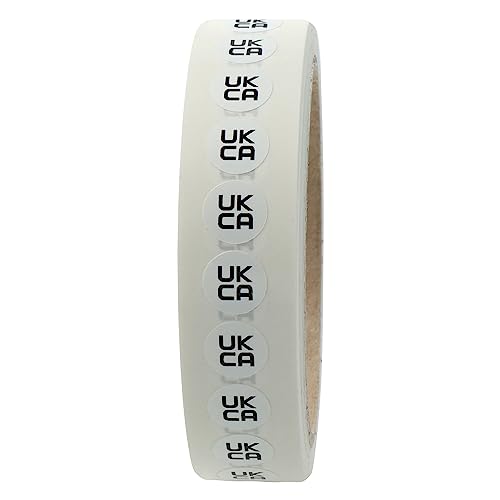 Labelident UKCA Zeichen weiß Ø 12,5 mm - 1.000 Polyester-Etiketten auf 1 Rolle(n), 3 Zoll (76,2 mm) Kern, UKCA Kennzeichnung Aufkleber permanent haftend von Labelident