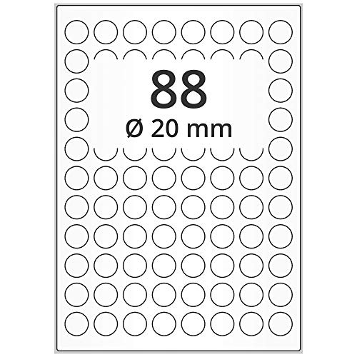 Labelident Universal Etiketten weiß - Ø 20 mm - 44.000 Papieretiketten rund selbstklebend auf 500 DIN A4 Bogen, Laseretiketten matt Labelident Universal Etiketten weiß - Ø 20 mm - 44.000 Papieretiketten rund selbstklebend auf 500 DIN A4 Bogen, Laseretiketten matt von Labelident