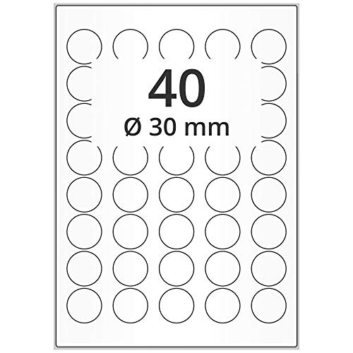 Labelident Universal Etiketten weiß - Ø 30 mm - 20.000 Papieretiketten rund selbstklebend auf 500 DIN A4 Bogen, Laseretiketten matt Labelident Universal Etiketten weiß - Ø 30 mm - 20.000 Papieretiketten rund selbstklebend auf 500 DIN A4 Bogen, Laseretiketten matt von Labelident