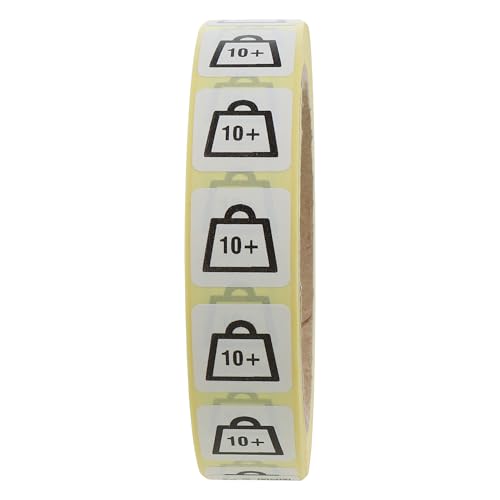 Labelident Warnetiketten 20 x 20 mm - Gewicht mit kg-Angabe - Sendungen über 10 kg bis 20 kg - 1.000 Versandaufkleber auf 1 Rolle(n), 1,57 Zoll (40 mm) Kern, Papier von Labelident