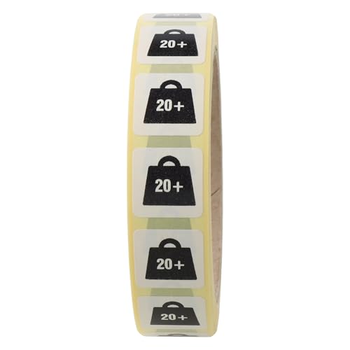 Labelident Warnetiketten 20 x 20 mm - Gewicht mit kg-Angabe - Sendungen über 20 kg - 1.000 Versandaufkleber auf 1 Rolle(n), 1,57 Zoll (40 mm) Kern, Papier von Labelident