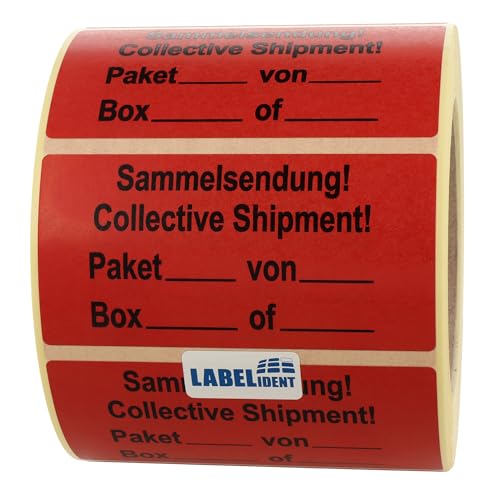 Labelident Warnetiketten 100 x 50 mm - Sammelsendung! Collective Shipment! - 1.000 Versandaufkleber auf 1 Rolle(n), 3 Zoll (76,2 mm) Kern, Papier selbstklebend von Labelident