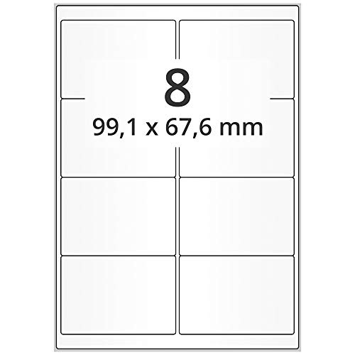 Labelident wasserfeste Folienetiketten matt, opak - 99,1 x 67,7 mm - 600 Polyethylen Etiketten auf 75 DIN A4 Bogen, beschichtet, extrem permanent Labelident wasserfeste Folienetiketten matt, opak - 99,1 x 67,7 mm - 600 Polyethylen Etiketten auf 75 DIN A4 Bogen, beschichtet, extrem permanent von Labelident