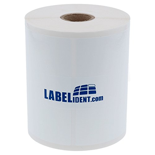 Labelident wasserfeste Thermotransfer Etiketten weiß - 100 x 100 mm - 500 PP Polypropylen Etiketten auf 25 mm (1 Zoll) Rolle für Desktopdrucker, selbstklebend, glänzend von Labelident