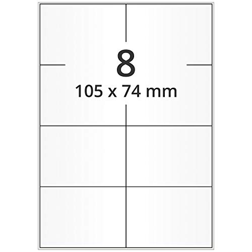 Labelident wetterfeste Folienetiketten - 105 x 74 mm - 800 PET Polyester Etiketten transparent matt, selbstklebend, 100 Blatt DIN A4 Bogen von Labelident