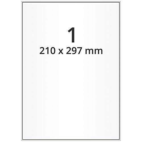 Labelident wetterfeste Folienetiketten - 210 x 297 mm - 100 PET Polyester Etiketten transparent matt, selbstklebend, 100 Blatt DIN A4 Bogen von Labelident