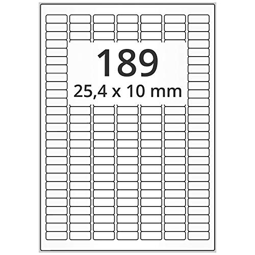 Labelident wetterfeste Folienetiketten - 25,4 x 10 mm - 18.900 PET Polyester Etiketten transparent matt, selbstklebend, 100 DIN A4 Bogen von Labelident