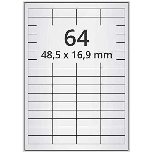 Labelident wetterfeste Folienetiketten - 48,5 x 16,9 mm - 6.400 PET Polyester Etiketten silber auf 100 DIN A4 Bogen, matt, Typenschilder Etiketten selbstklebend Labelident wetterfeste Folienetiketten - 48,5 x 16,9 mm - 6.400 PET Polyester Etiketten silber auf 100 DIN A4 Bogen, matt, Typenschilder Etiketten selbstklebend von Labelident