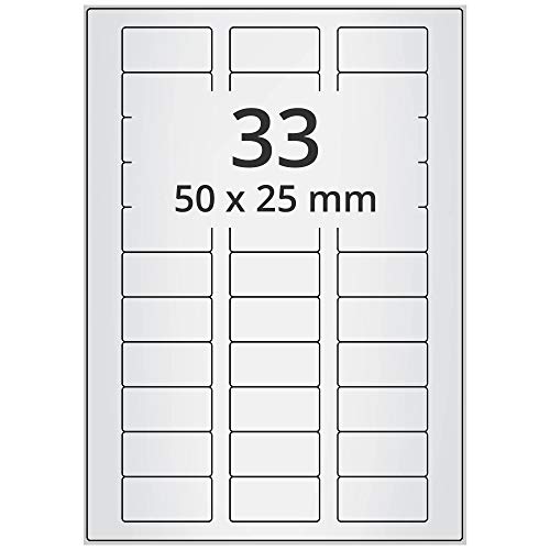 Labelident wetterfeste Folienetiketten - 50 x 25 mm - 3.300 PET Polyester Etiketten silber auf 100 DIN A4 Bogen, matt, Typenschilder Etiketten selbstklebend von Labelident