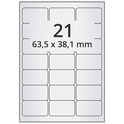 Labelident wetterfeste Folienetiketten - 63,5 x 38,1 mm - 2.100 PET Polyester Etiketten silber auf 100 DIN A4 Bogen, matt, Typenschilder Etiketten selbstklebend Labelident wetterfeste Folienetiketten - 63,5 x 38,1 mm - 2.100 PET Polyester Etiketten silber auf 100 DIN A4 Bogen, matt, Typenschilder Etiketten selbstklebend von Labelident